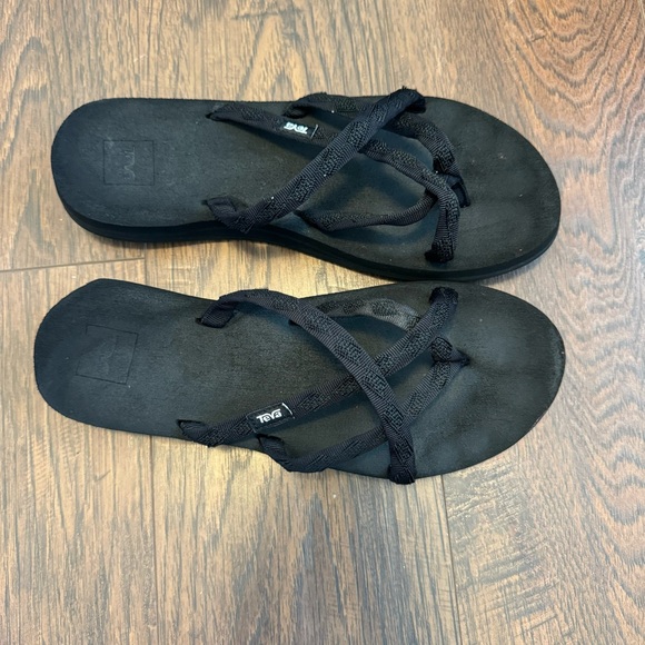 Teva Olowahu Black Strappy Thong Flat Outdoors Casual Sandals Women’s Size 10 - Picture 4 of 7
